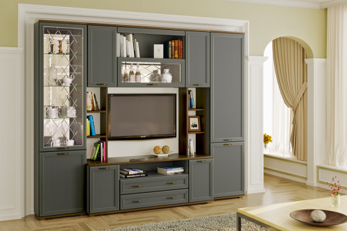 Гостиная Карина-2 фасад Серый оникс После того, как вы сделаете заказ, мебель придет на московский склад в течении 10-12 рабочих дней